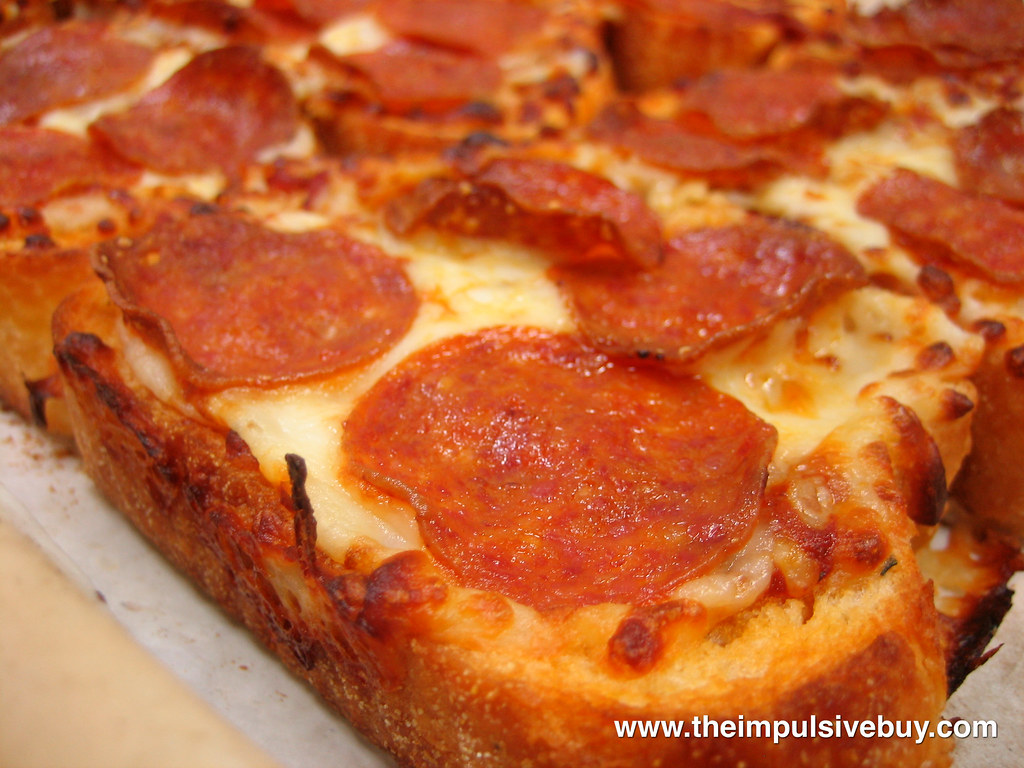 Pizza Hut Garlic Bread Pizza Closeup Click here to read
