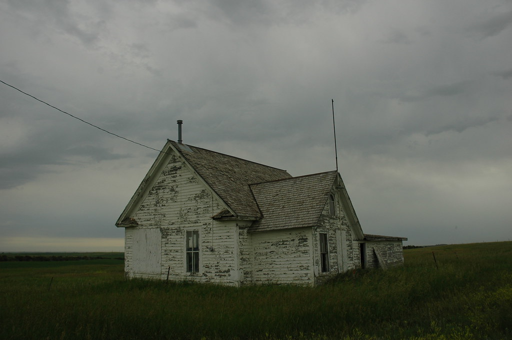 School northwest of Tioga, North Dakota Picking up the