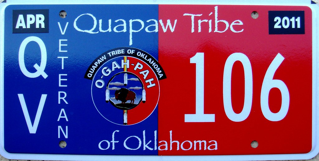 Quapaw Tribe Veteran License Plate Oklahoma. One (rear) tr… Flickr