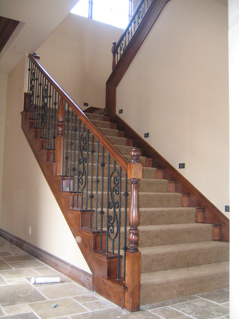 Alder Wood Handrail with Skirt, Kickboard, and Scroll Pane… Flickr