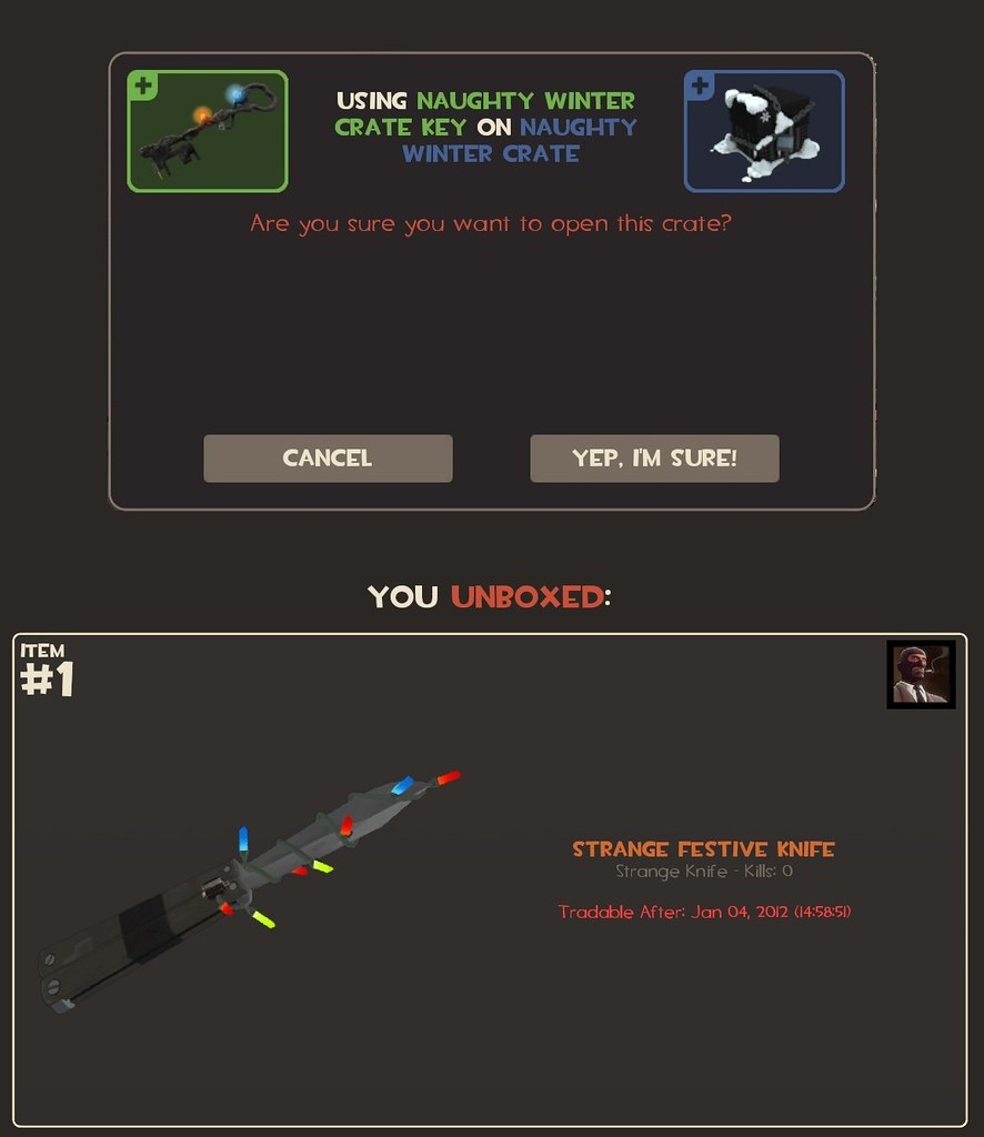TF2 Strange Festive Knife I unboxed a Naughty Winter Crat… Flickr