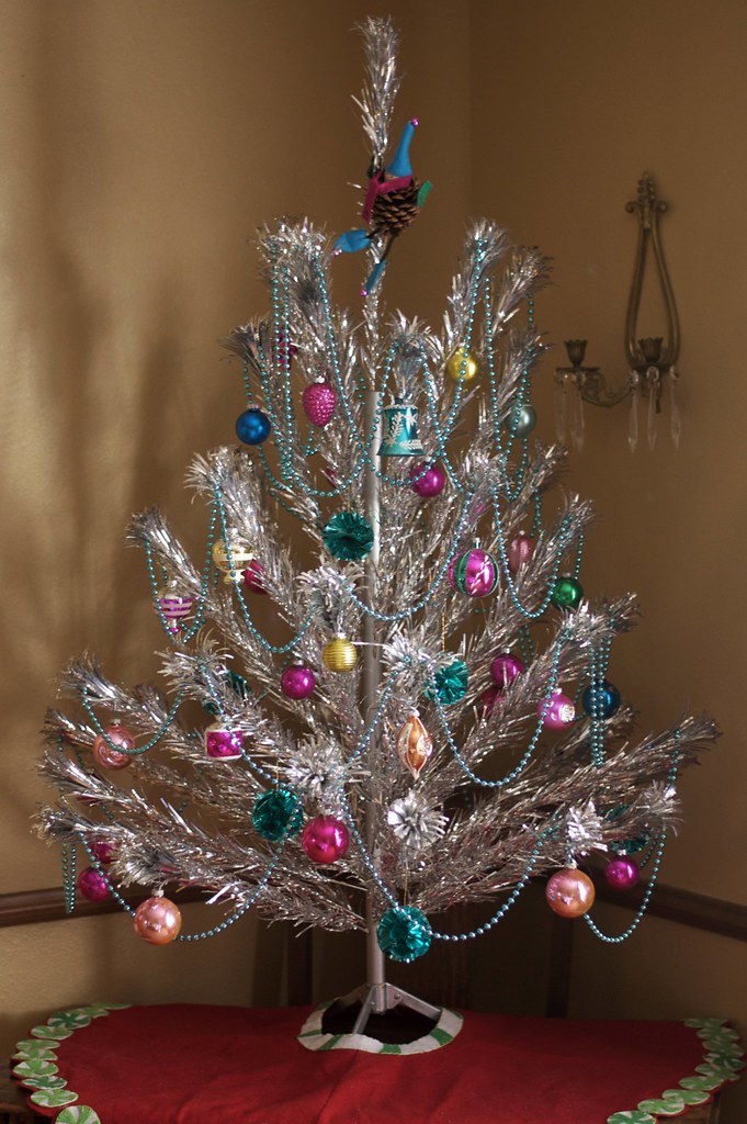 My vintage aluminum Christmas tree in all of its finery Flickr