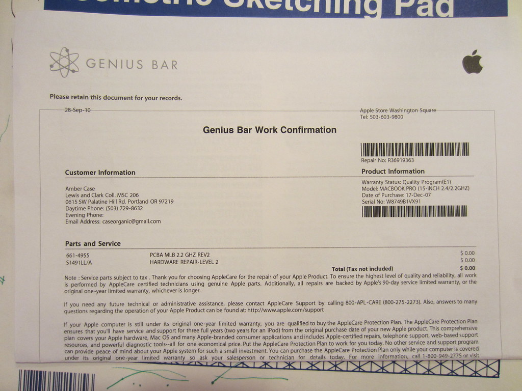 Apple Genius Bar Receipt Amber Case Flickr