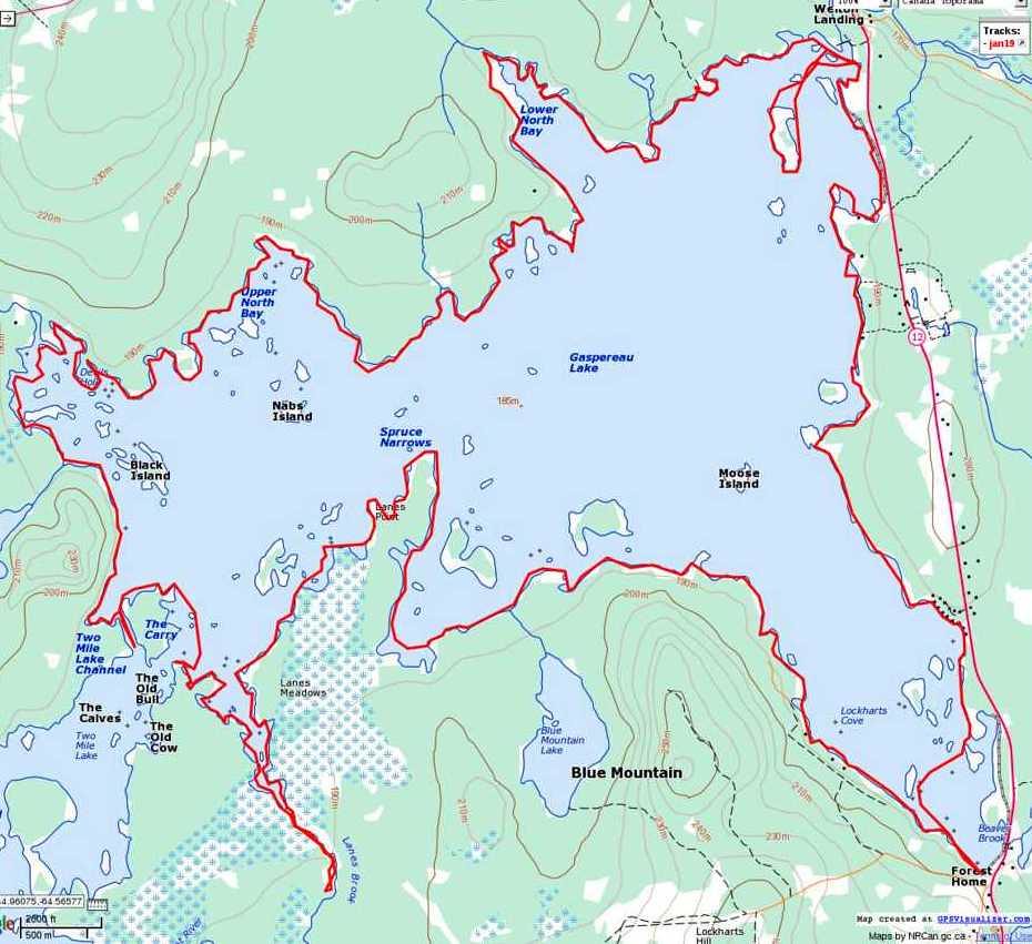 Gaspereau Lake skate tour map Map of route track for 50 km… Flickr