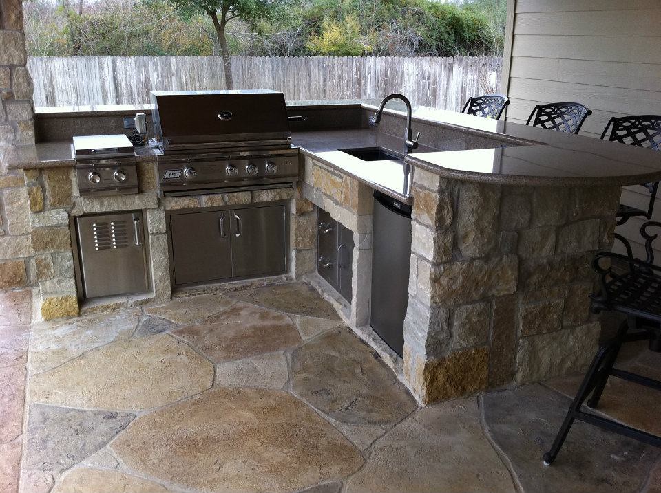 Kitchen with granite counter and raised bar Texas Custom Patios Flickr