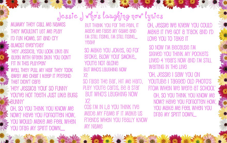 Jessie J who's laughing now lyrics 1 Hαηηαh.Thє.Doℓℓy.Doяk Flickr