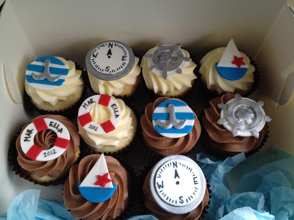 Nautical themed cupcakes Choc marble and vanilla vanilla c… Flickr