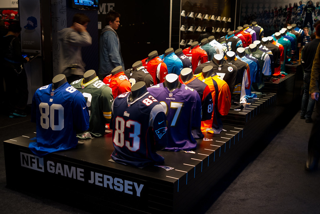 Retail Gridiron Nike's new NFL jerseys on display at the N… Flickr