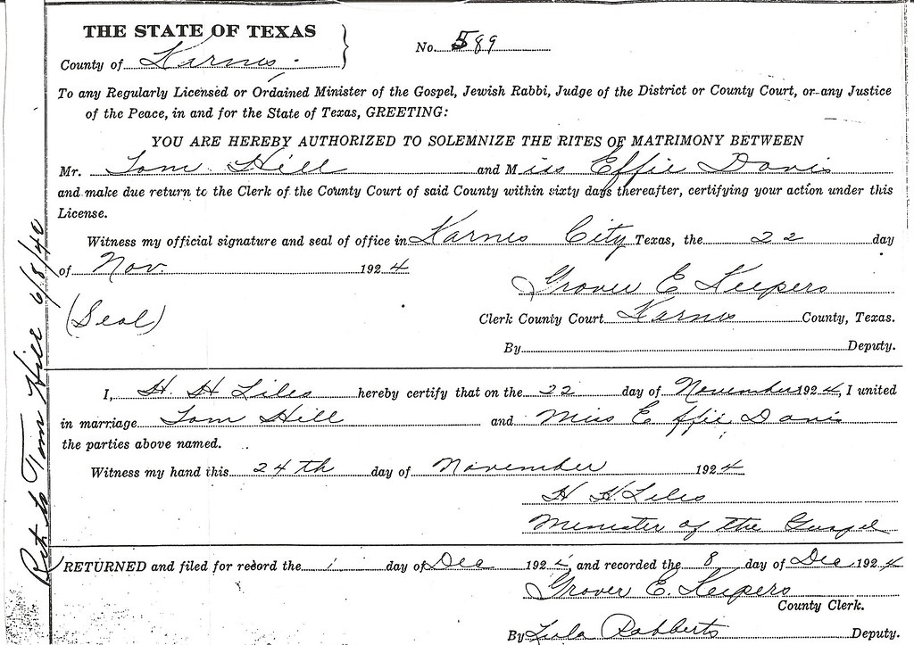 Marriage License John and Effie Hill Marriage License of J… Flickr