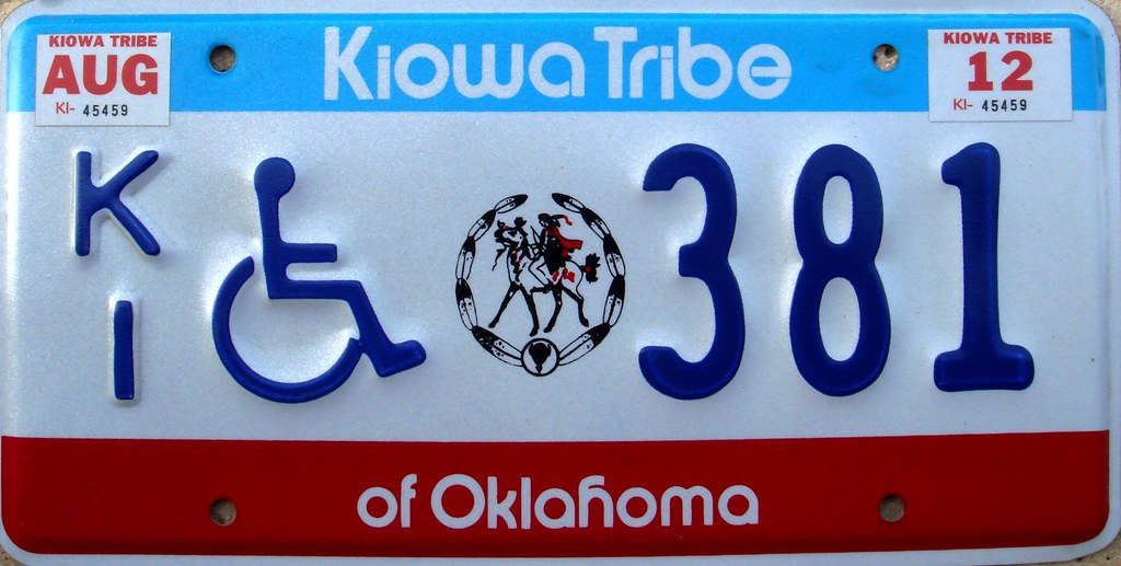Kiowa Tribe Handicapped License Plate Oklahoma. One (rear)… Flickr