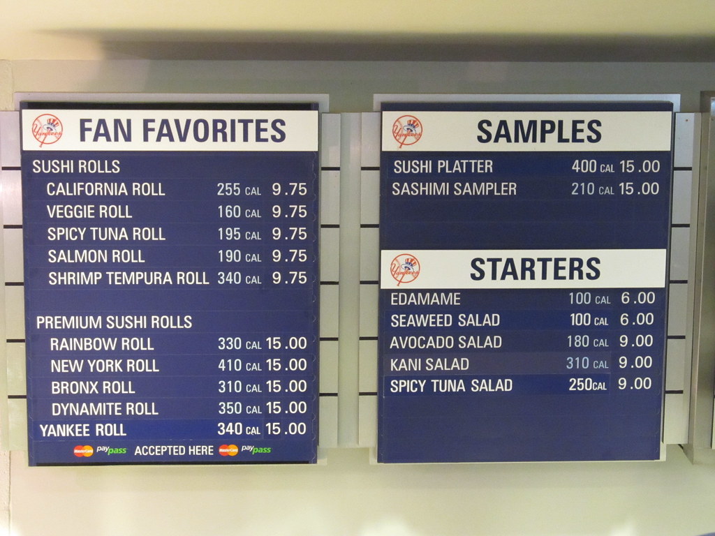 Yankee Stadium, 04/17/12 concession prices for "Sushi" in… Flickr