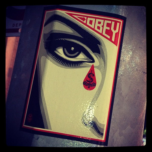OBEY Sticker Graffiti tag OBEY on streets of NYC. Awesome… SHAKERZ