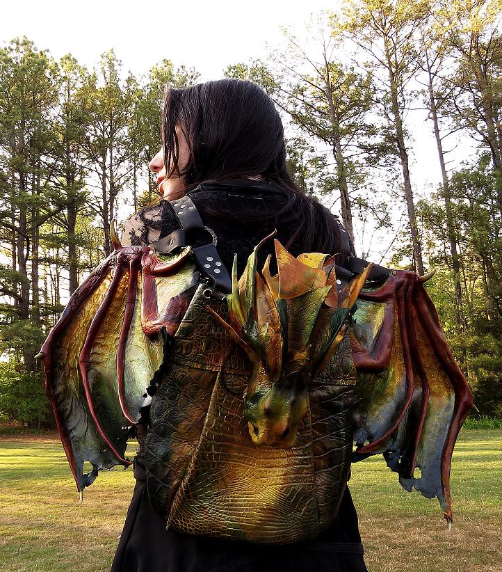 Dragon Backpack Leather molded dragon backpack being worn.… Flickr