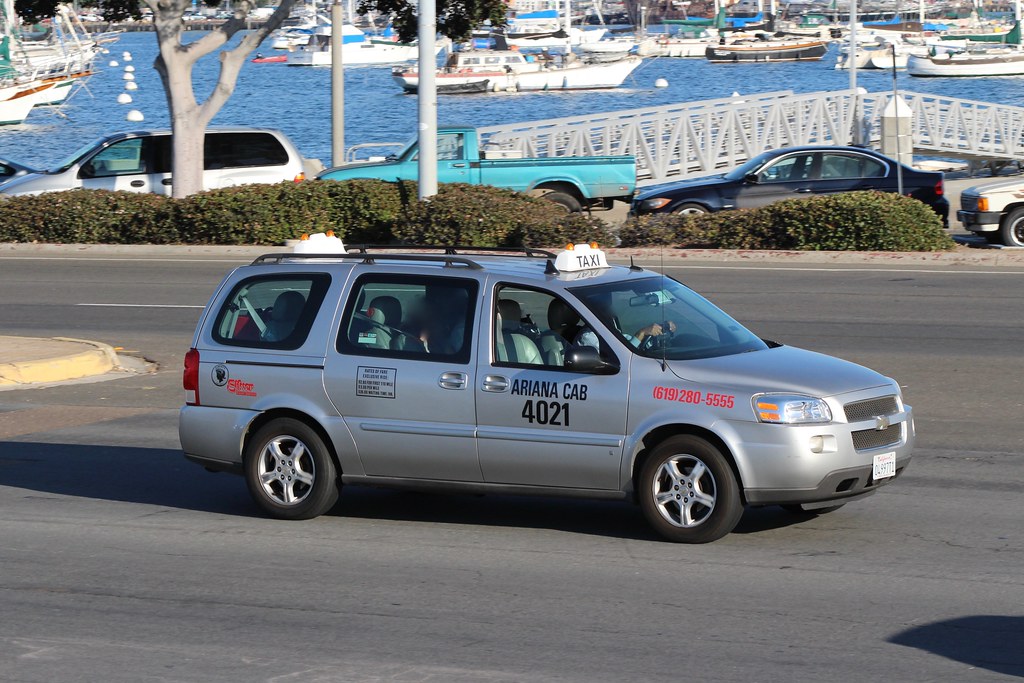 Silver Cab Chevrolet Uplander taxicab in San Diego. So Cal Metro