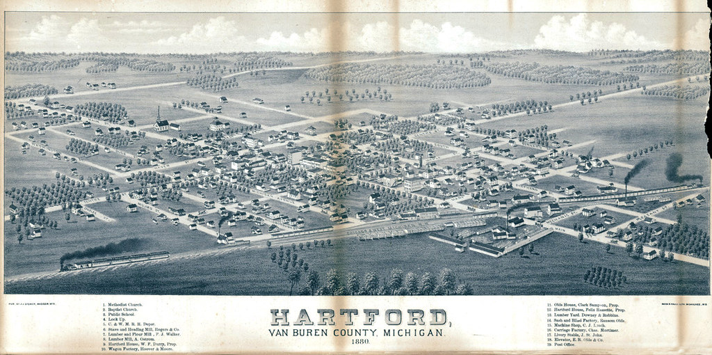 1880 Bird's eye view of Hartford Michigan With notes of pr… Flickr