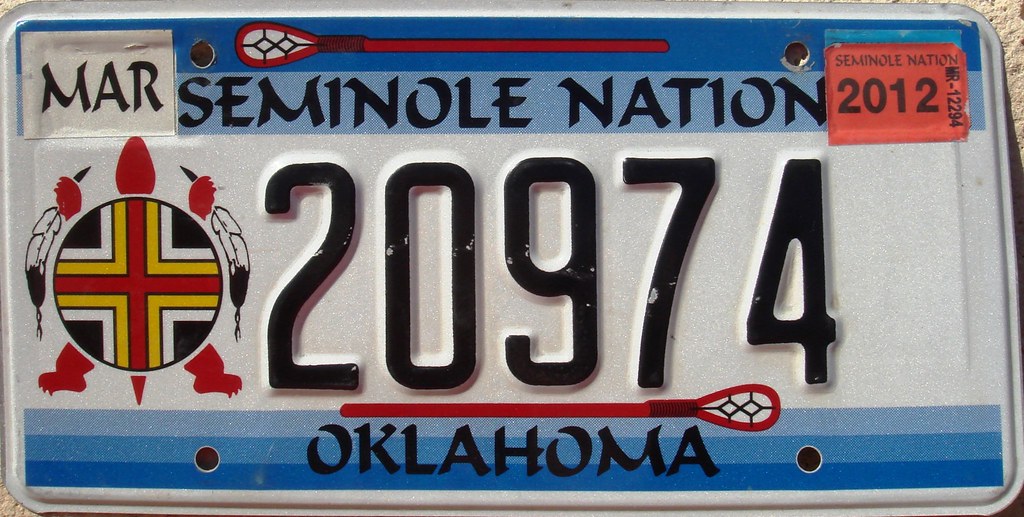 Seminole Nation License Plate Oklahoma. One (rear) triball… Flickr