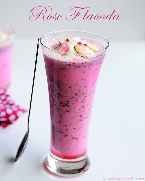 Rose falooda recipe Easy rose falooda Raks Kitchen Indian