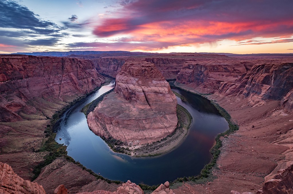 Expose Nature Sunset at Horseshoe Bend, Page, AZ [OC][2000x1325]