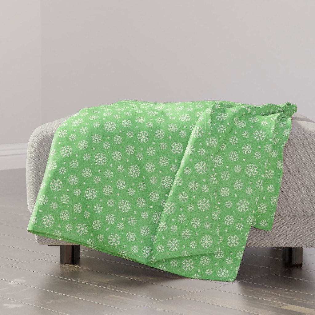 Snowflakes on Mottled Green Blanket Shutterfly