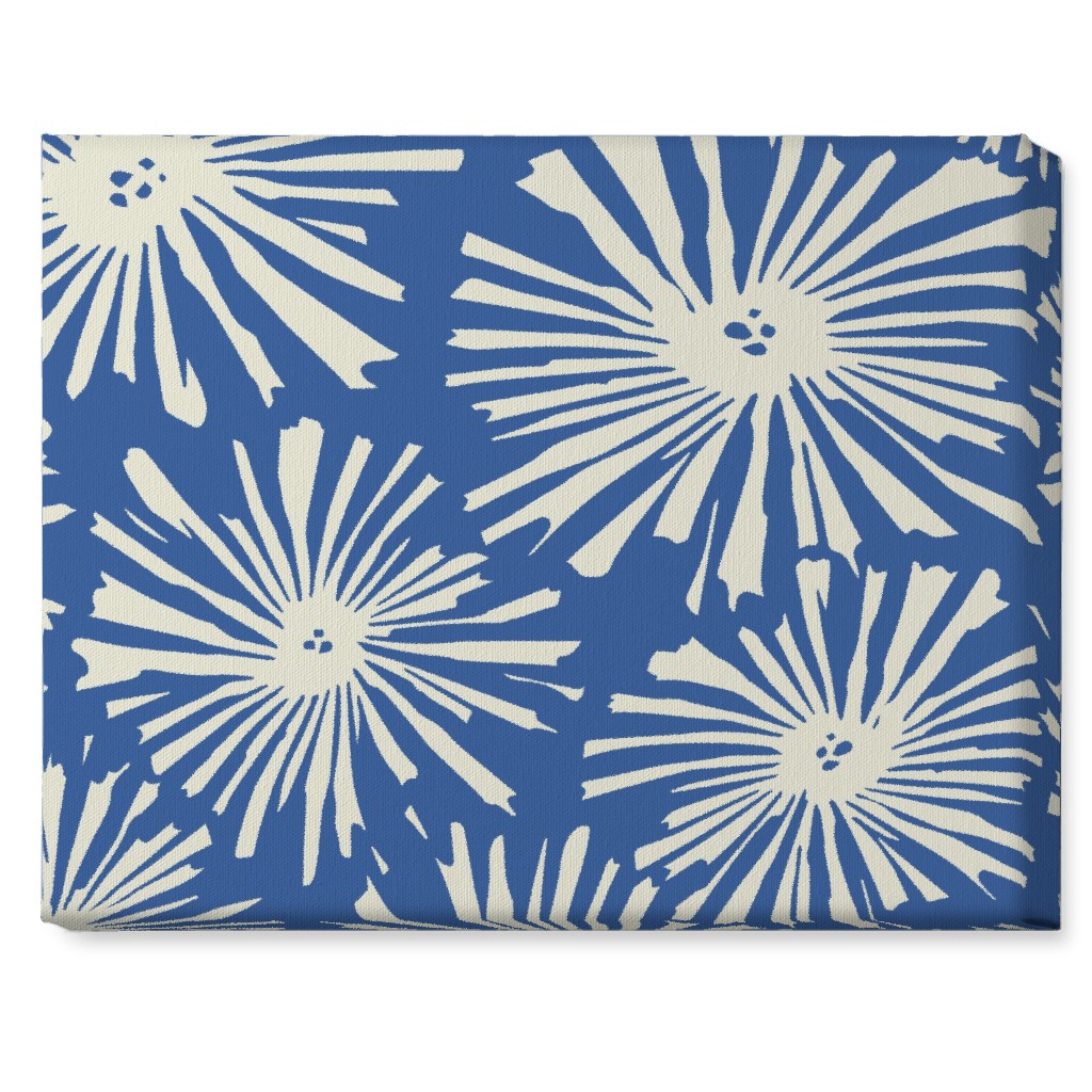 Cactus Blooms Cream on Blue Wall Art Shutterfly