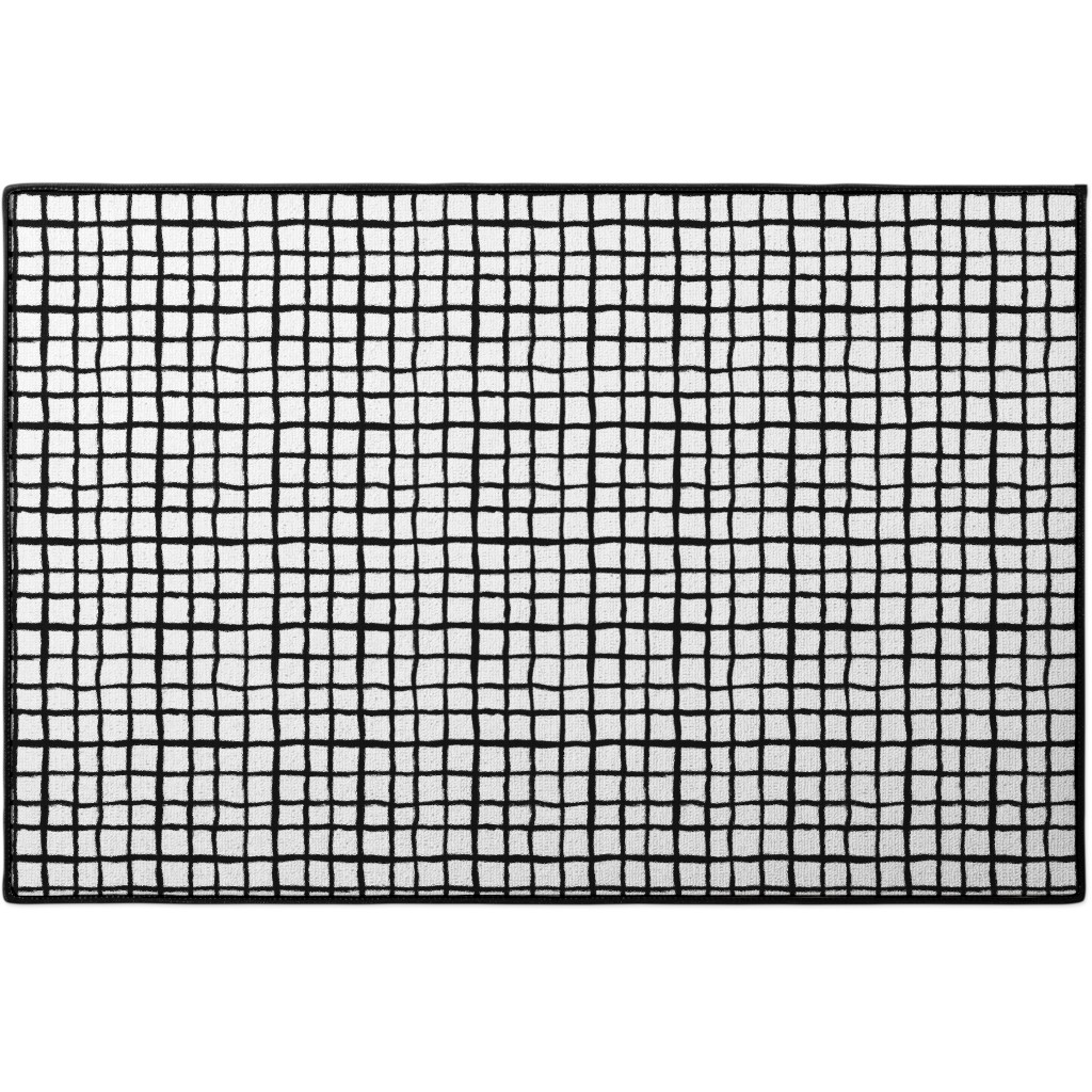 Simple Grid Classic Black and White Door Mat Shutterfly