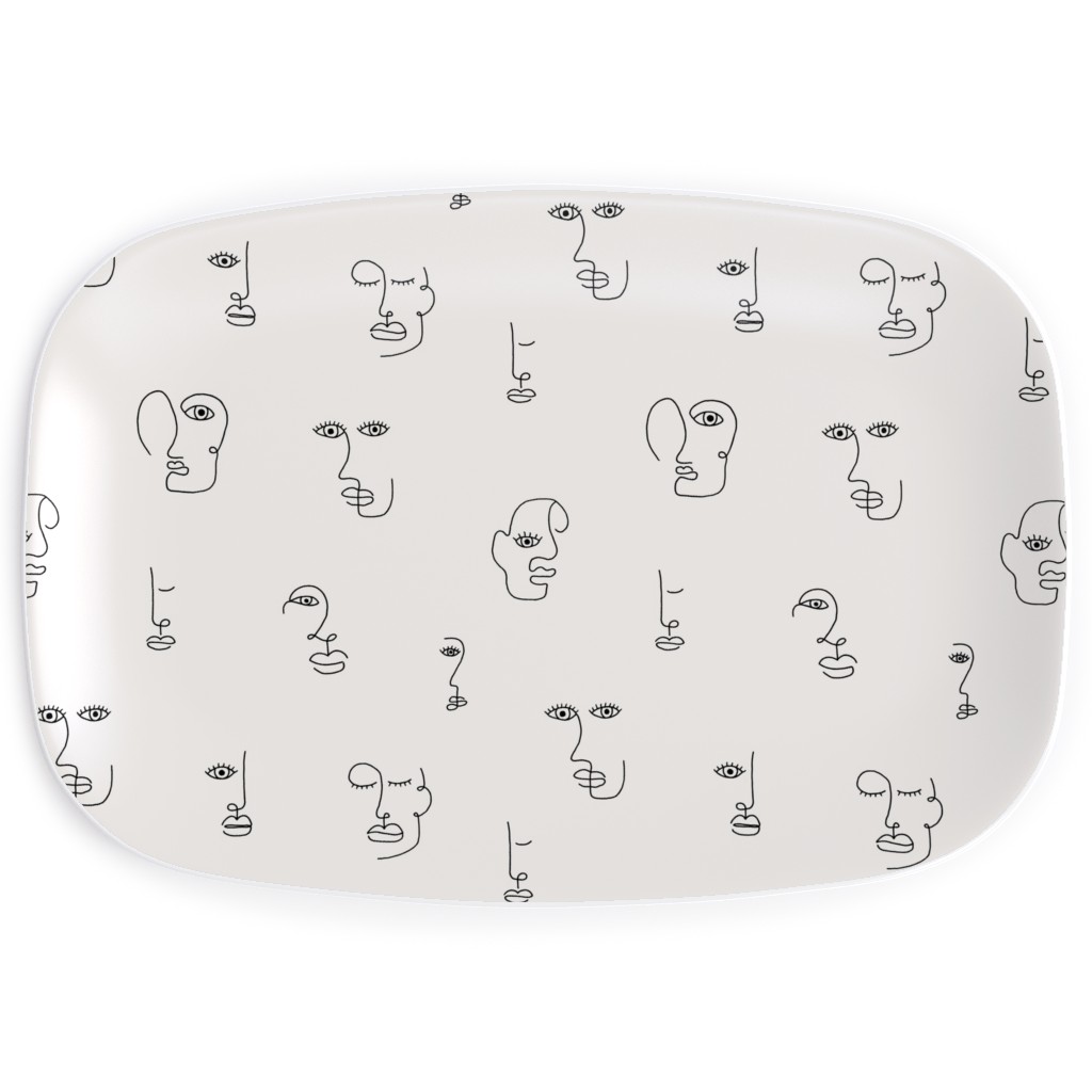 Minimalist Feminist Faces Line Drawing Serving Platter Shutterfly