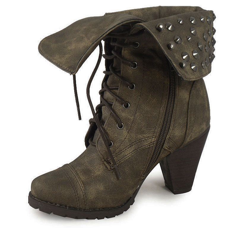 LADIES KHAKI MILITARY LACE UP ARMY COMBAT BOOTS SZ 38 eBay