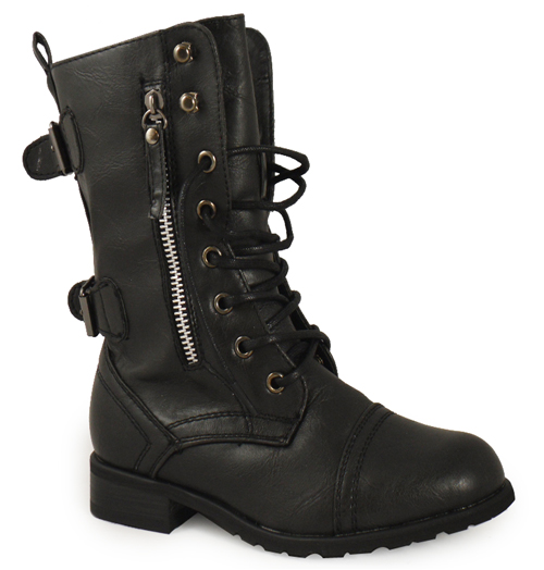KIDS GIRLS BLACK COMBAT MILITARY ARMY BOOTS SIZES 102 eBay