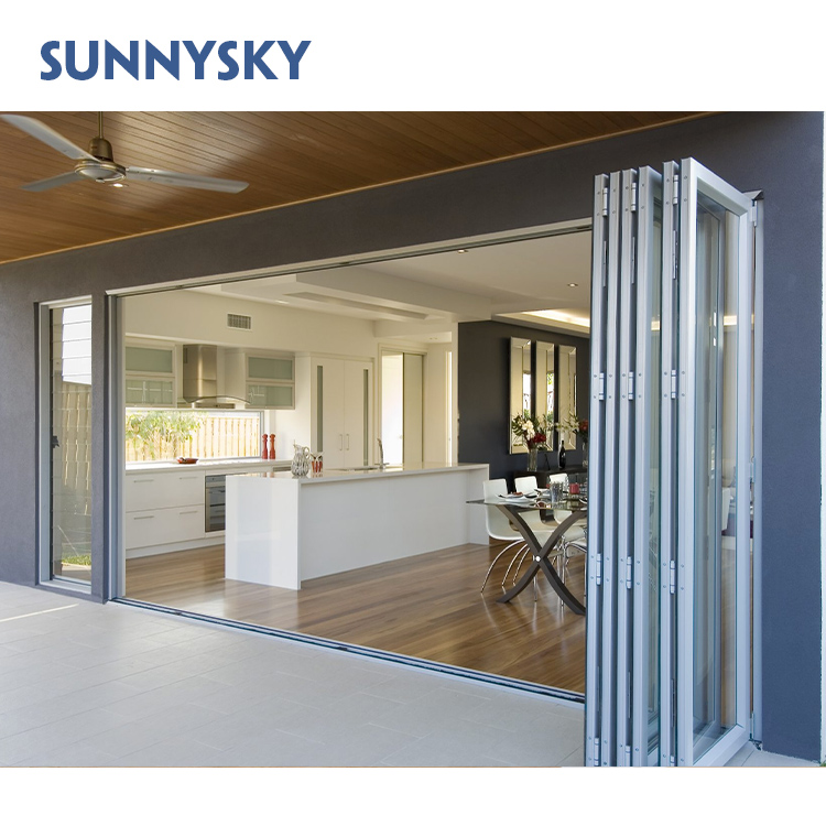 High Quality Folding Open Aluminum Folding Door Soundproof Interior