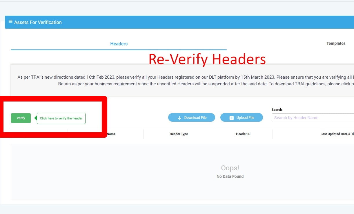 How to ReVerify Headers & Content Templates DLT Platform C2SMS