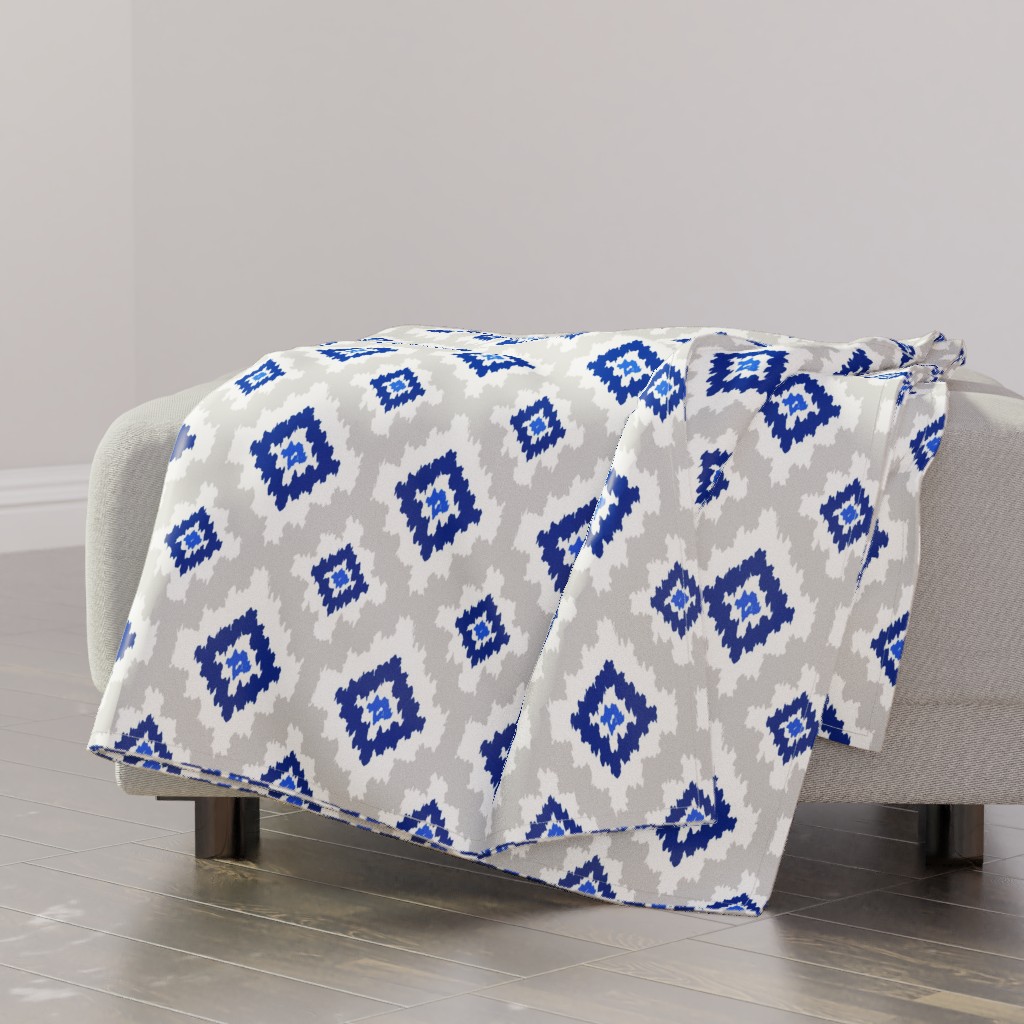 Boho Ikat in Blue & Grey Blanket Shutterfly
