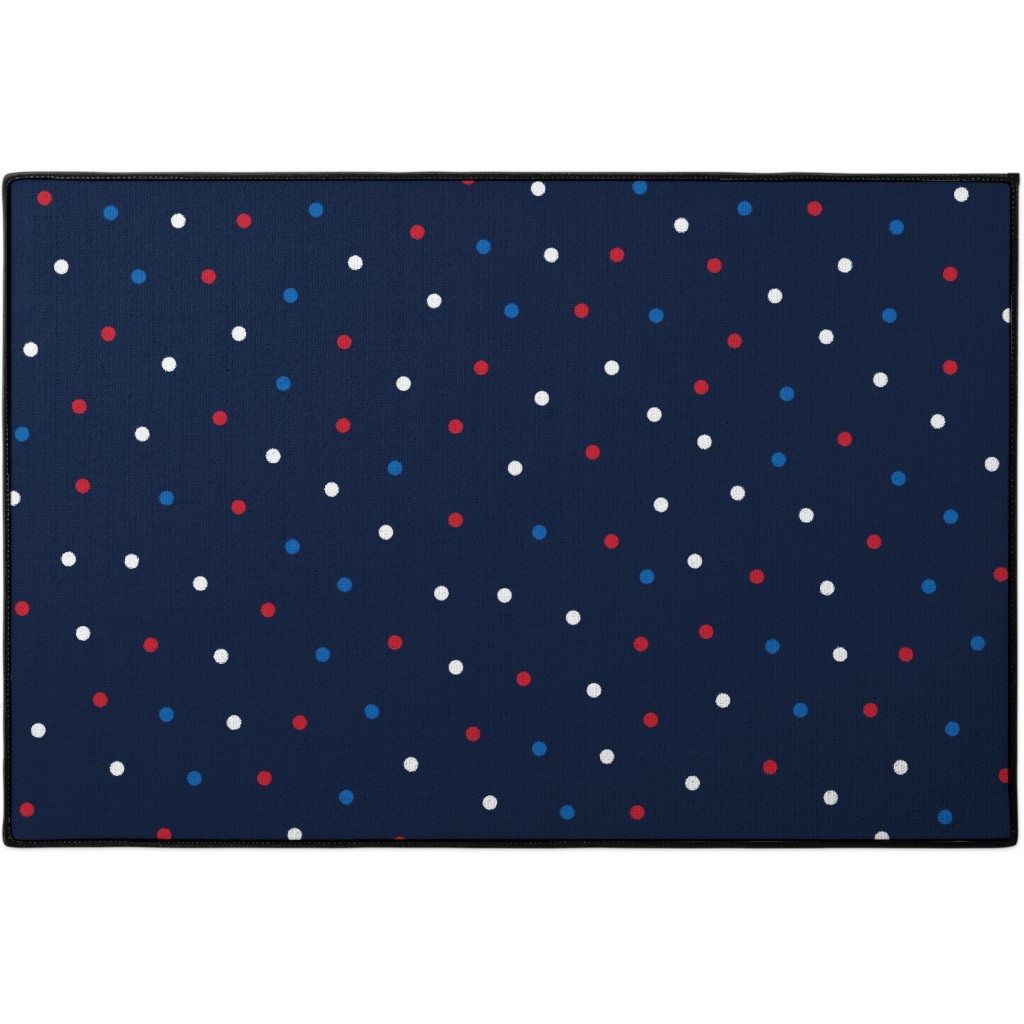 Mixed Polka Dots Red White and Royal on Navy Blue Door Mat Shutterfly