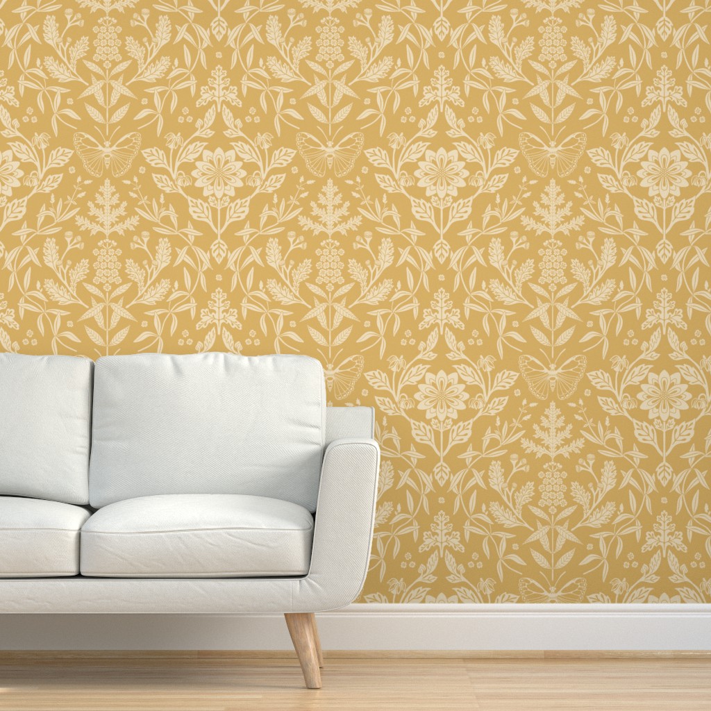 Damask Damask Ochre Wallpaper Shutterfly