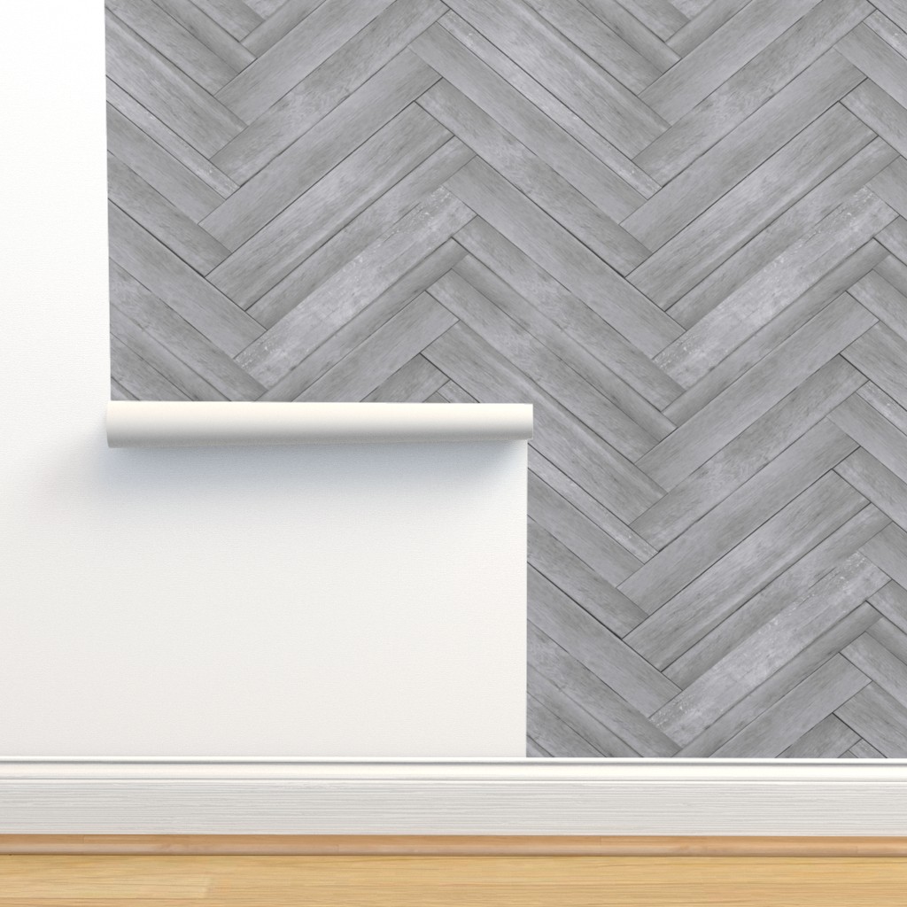 Herringbone Wood Panels Light Grey Wallpaper Shutterfly
