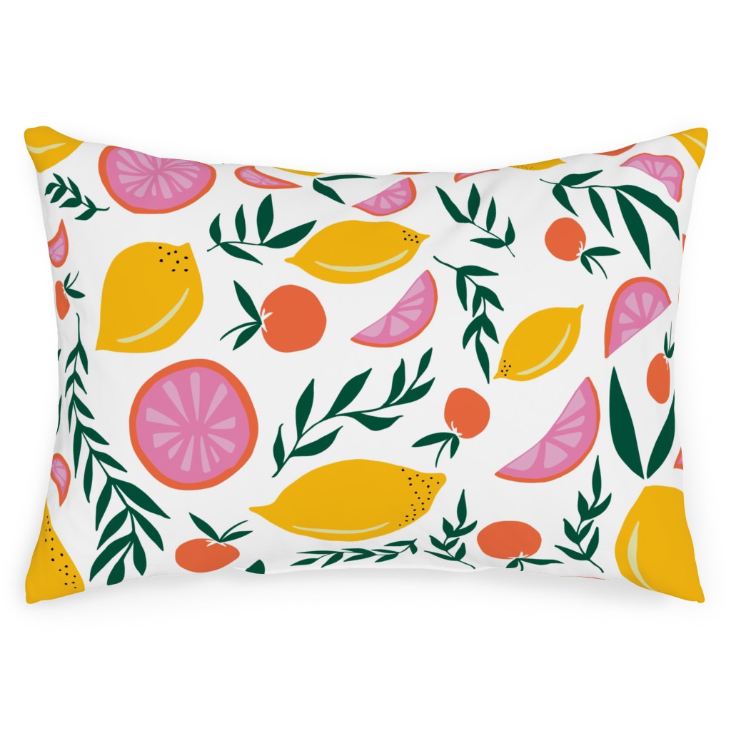 Citrus Grove Pink and Yellow Outdoor Pillow Shutterfly