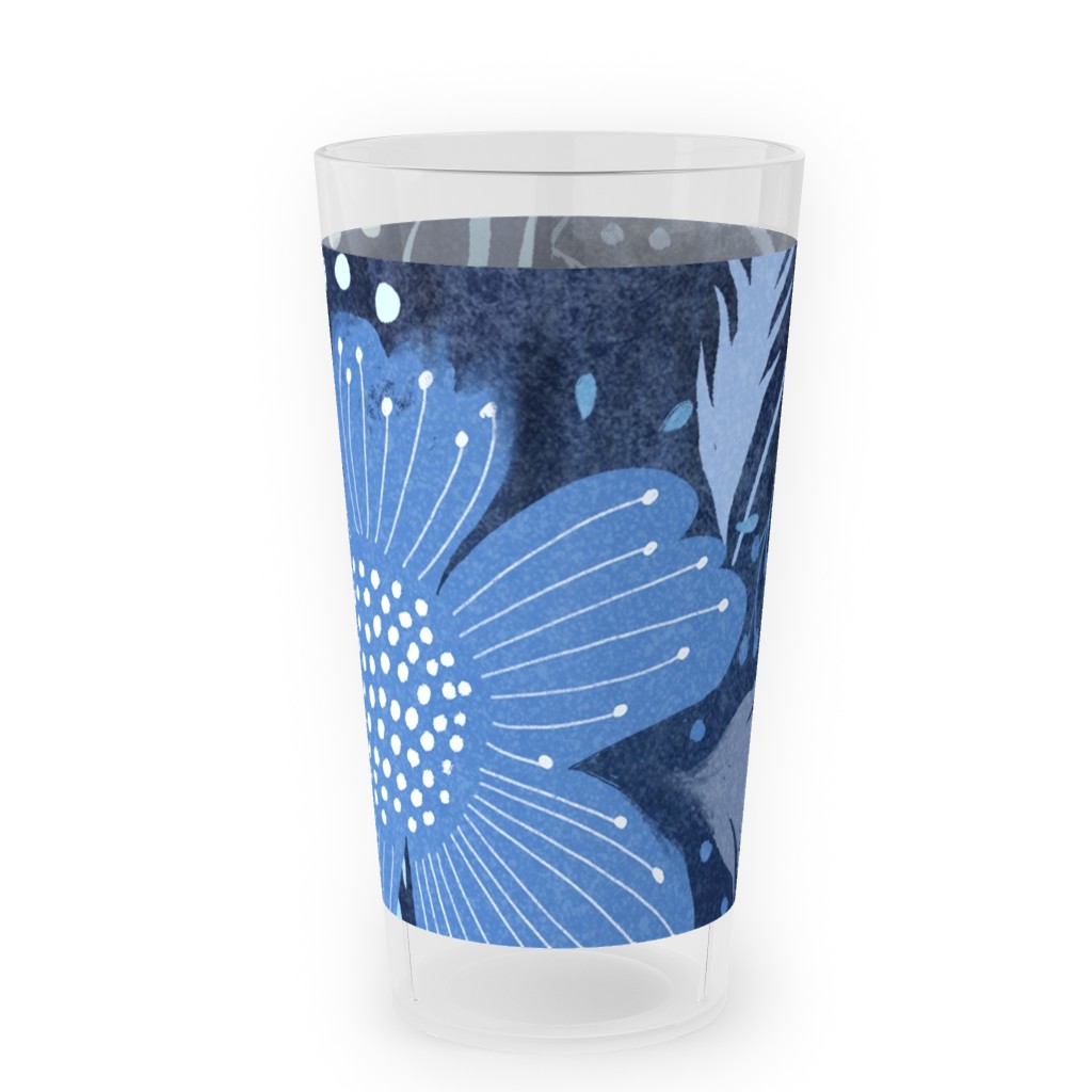 Shibori Flower Abundance Blue Outdoor Pint Glass Shutterfly