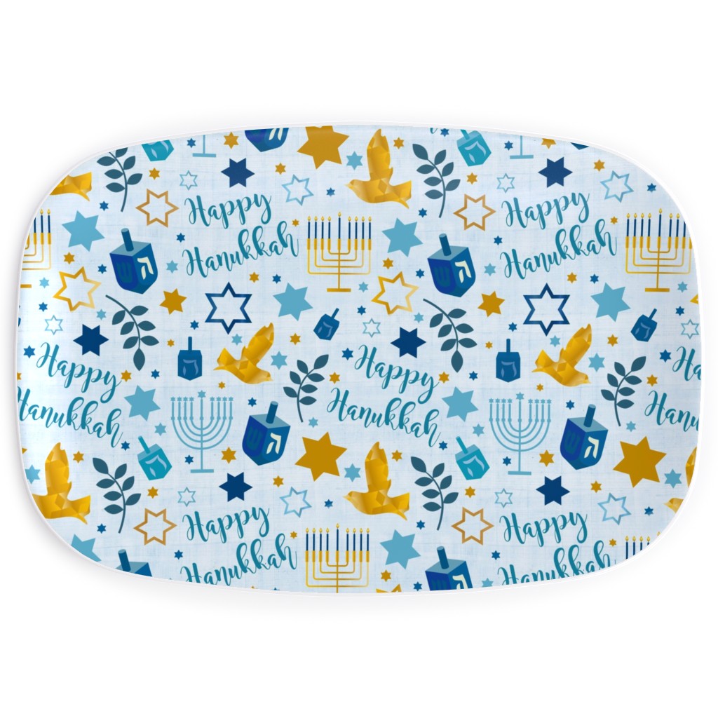 Happy Hanukkah Blue & Gold Serving Platter Shutterfly