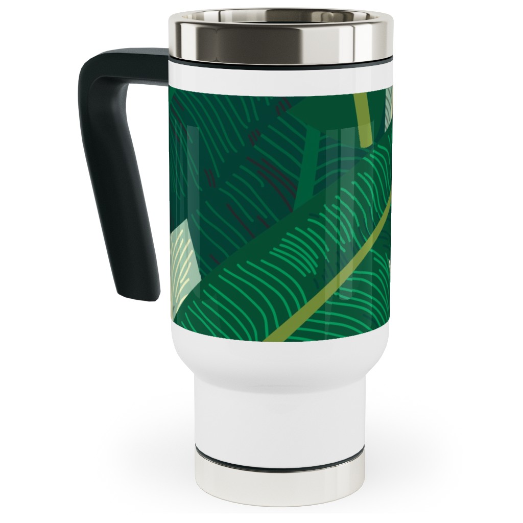 Classic Banana Leaves Palm Springs Green Travel Mug with Handle