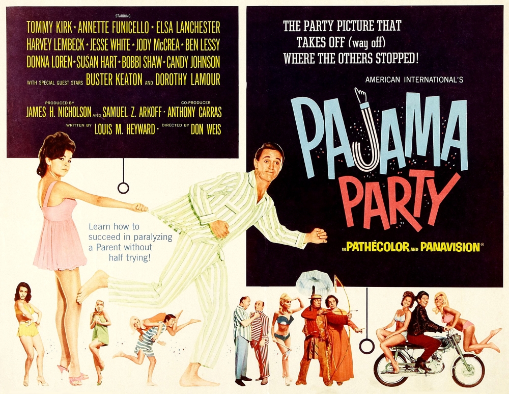 Pajama Party On Left Funicello; Fleeing Center Tommy Kirk