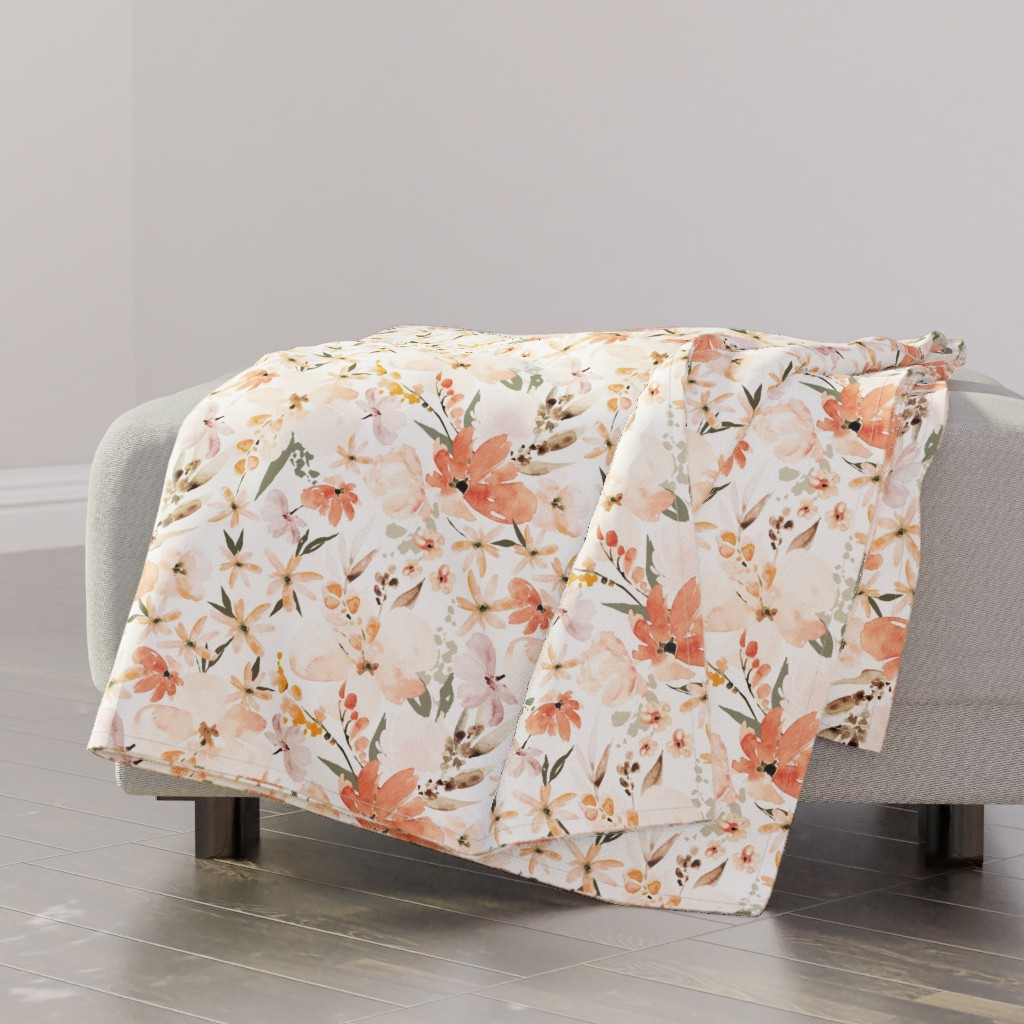 Earth Tone Floral Summer in Peach & Apricot Blanket Shutterfly