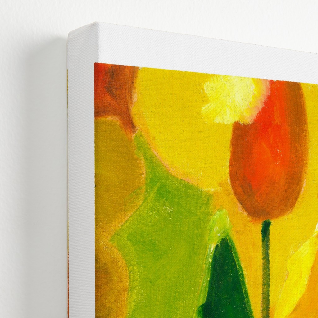 Tulip Hand Painted Oil Orange and Green Wall Art Shutterfly
