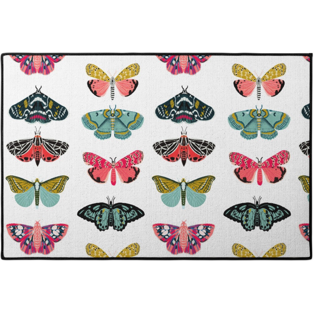 Moths and Butterflies Multi on White Door Mat Shutterfly