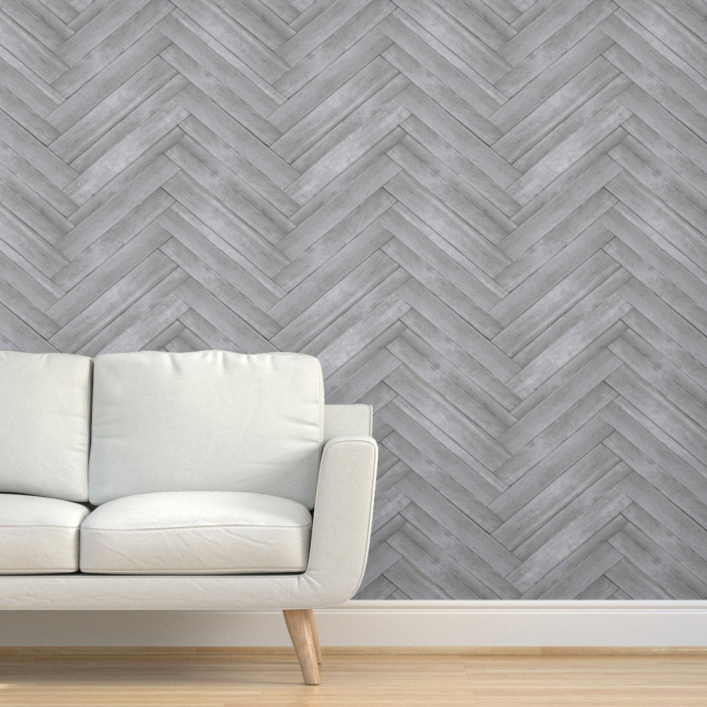 Herringbone Wood Panels Light Grey Wallpaper Shutterfly