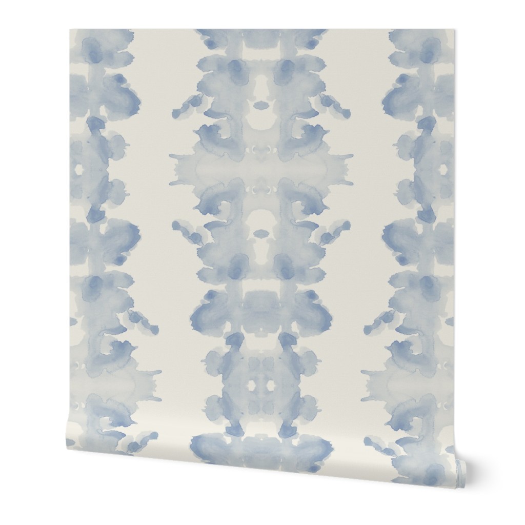 Double Inkblot Light Blue and Cream Wallpaper Shutterfly