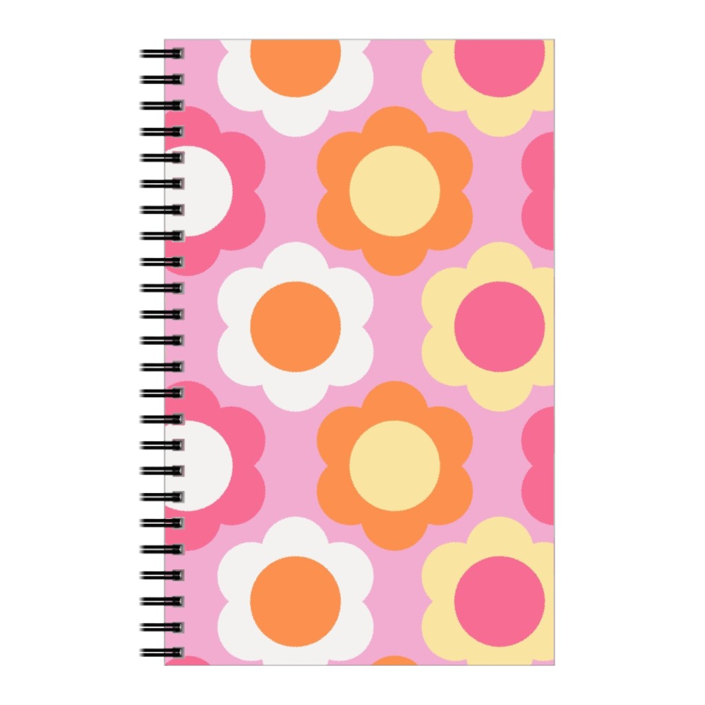 Retro Geometric Flowers Pink and Orange Notebook Shutterfly
