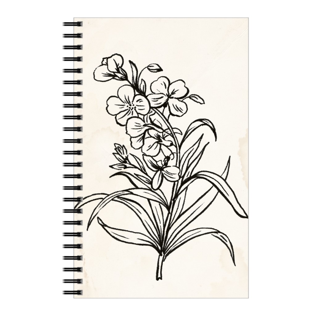 Vintage Wallflower Sketch Beige and Black Notebook Shutterfly