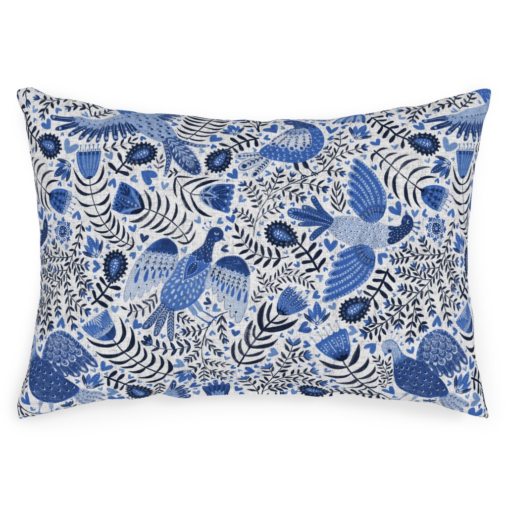 Scandinavian Birds Indigo Blue Outdoor Pillow Shutterfly