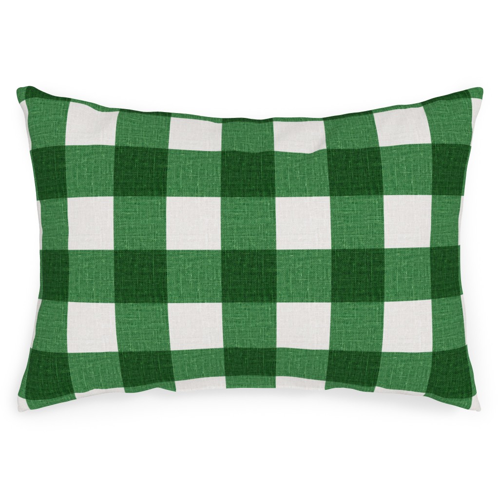 Gingham Linen Green Outdoor Pillow Shutterfly