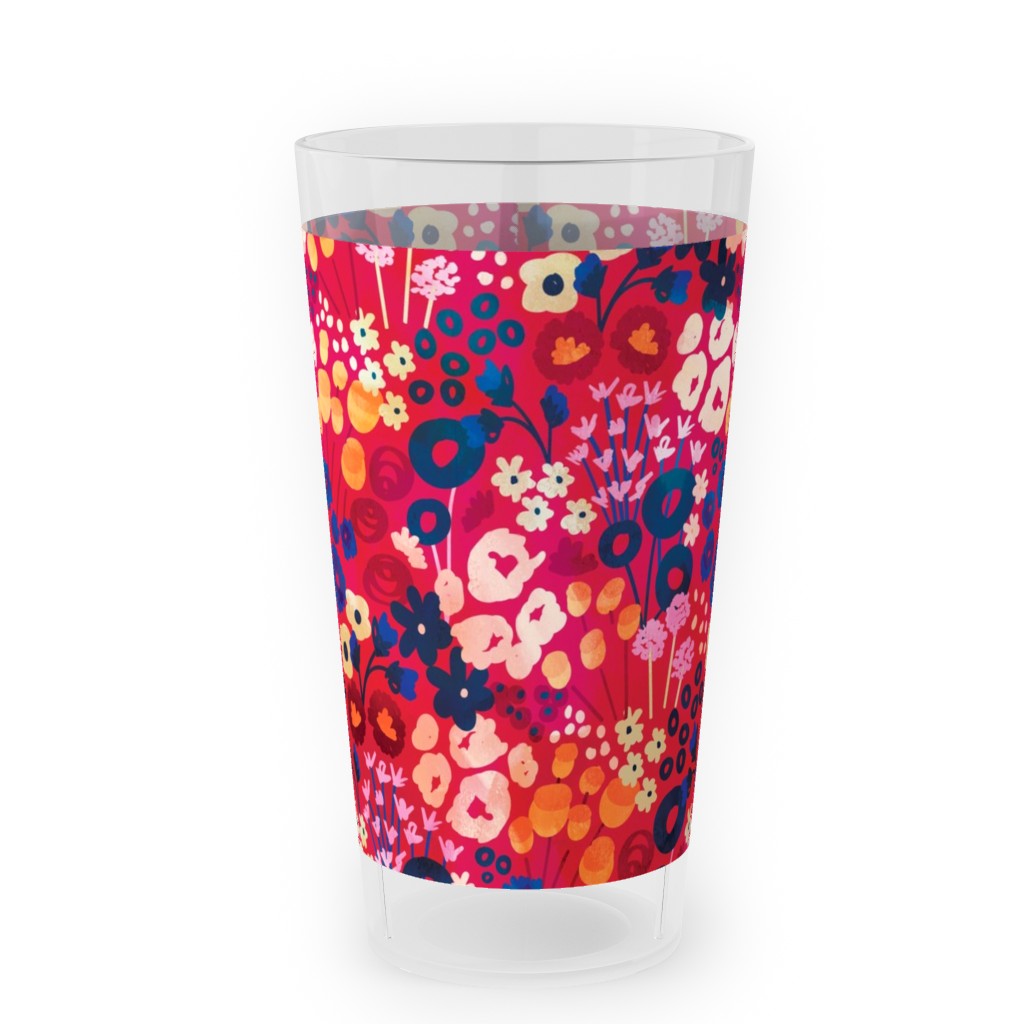 Modern Retro Floral Multi Outdoor Pint Glass Shutterfly