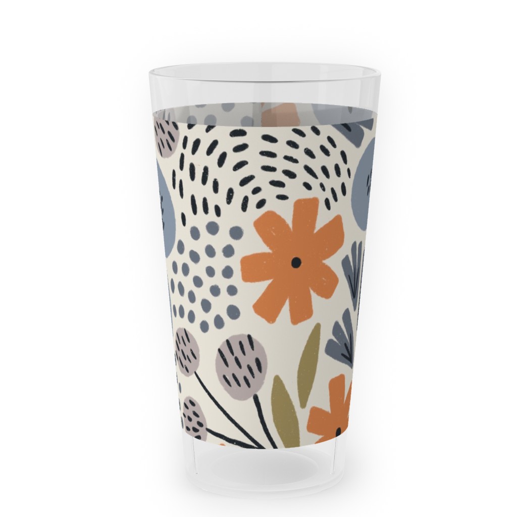 Phyllis Floral Orange and Blue Outdoor Pint Glass Shutterfly